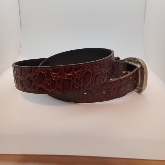 Omega Vintage 80's USA Made Brown Leather Crocodile Pattern Belt Size Large! - Picture 8 of 10